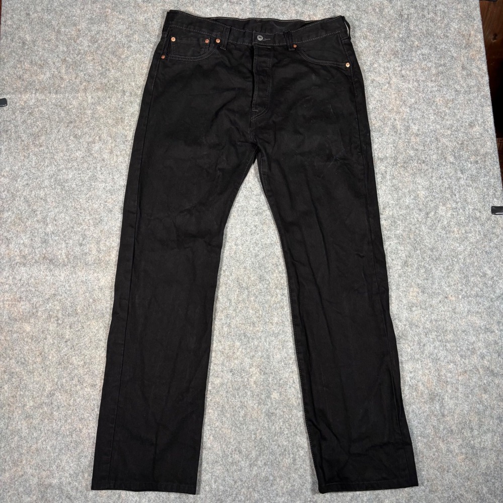 Levis 501 Original Fit Jeans Mens 36x36 (36x33) Black Straight Leg Button‎ Fly